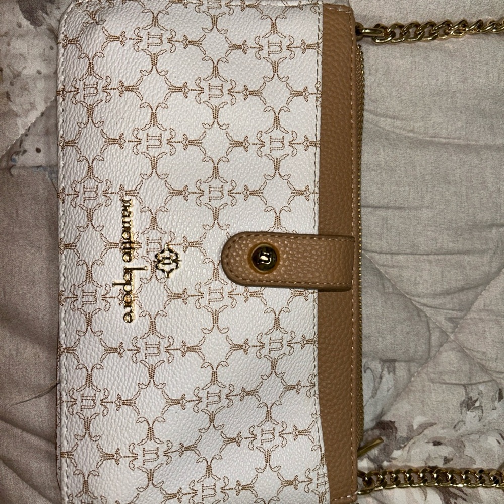 Michele Cream and Tan Crossbody Bag